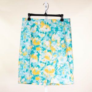 Talbots Women's Skirt Floral Stretch Mini Slit Lined Straight Petite Bottoms 10P